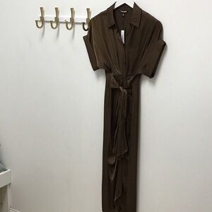 Steve Madden Tori Brown Button-Up Maxi Dress